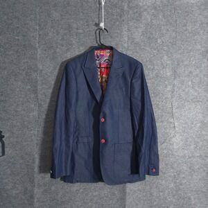 Rober Graham Two Button Front Blazer Jacket Patterned Lining Red Accents Sz 38